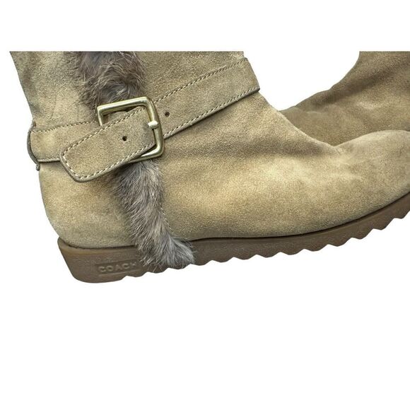 Coach Women's Deeann A7294 Tan Buckle Boot Fur trim Color: Beige Size: 9.5 - Picture 5 of 16